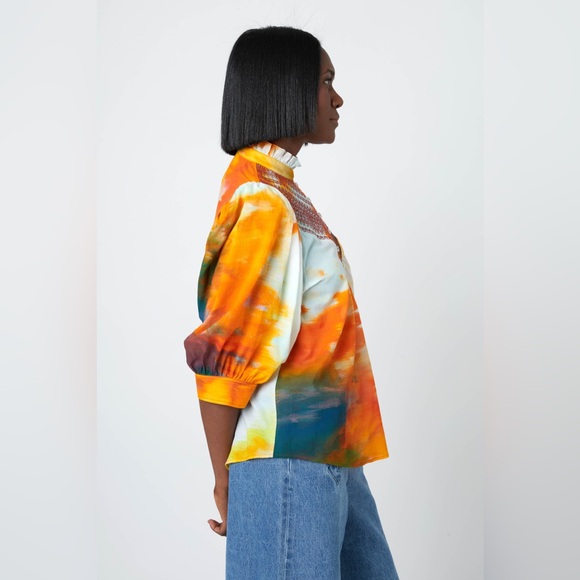 Hope for Flowers by Tracy Reese Abstract Button Front Blouse Top XS - Picture 3 of 7